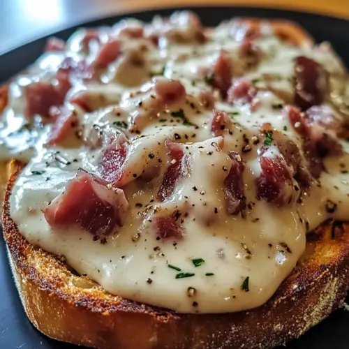 Sahnegegrilltes Rindfleisch auf Toast