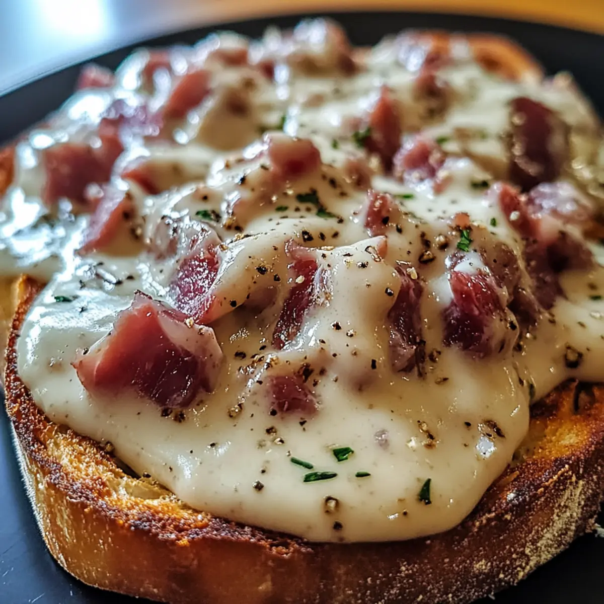Sahnegegrilltes Rindfleisch auf Toast