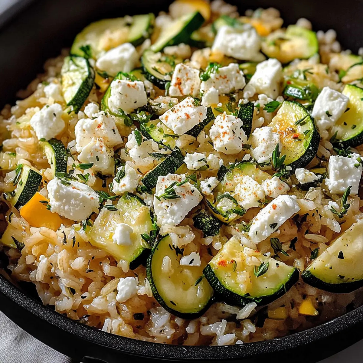 Zucchini rice pan with feta