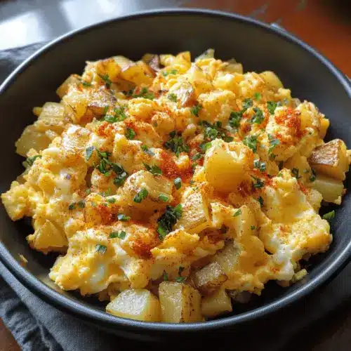 Käsige Kartoffel-Ei-Rührei Rezept