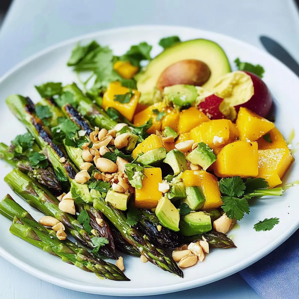 Grüner Spargelsalat mit Avocado und Mango