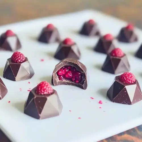 Himbeer Pralinen in Diamantenform aus 7 Zutaten selber machen