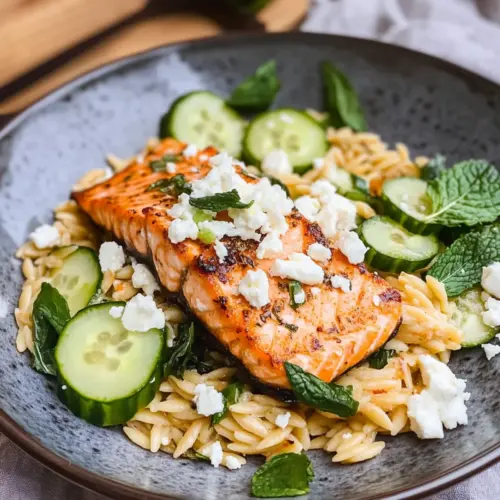 Orzo-Pasta mit Lachs & Feta