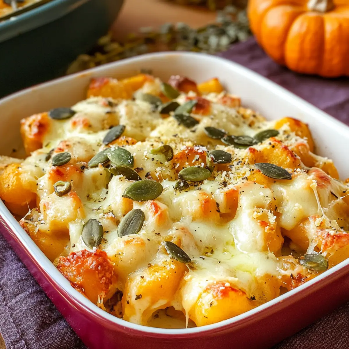 Vegetarian pumpkin gnocchi casserole