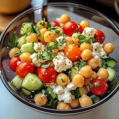 Hüttenkäse und Kichererbsensalat