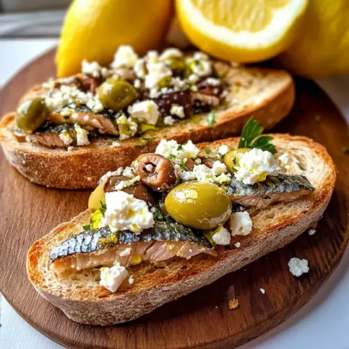 Feta + Oliven Sardinen Toasts