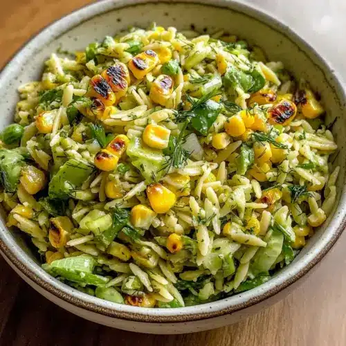 Gegrillter Mais-Orzo-Salat mit Frühlingszwiebel-Dill-Dressing