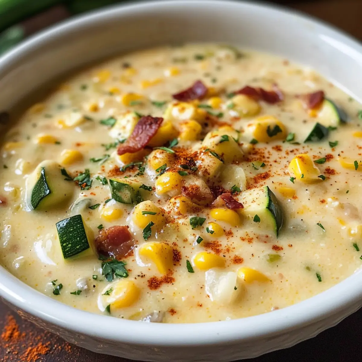 Sommer-Mais- und Zucchini-Cremesuppe