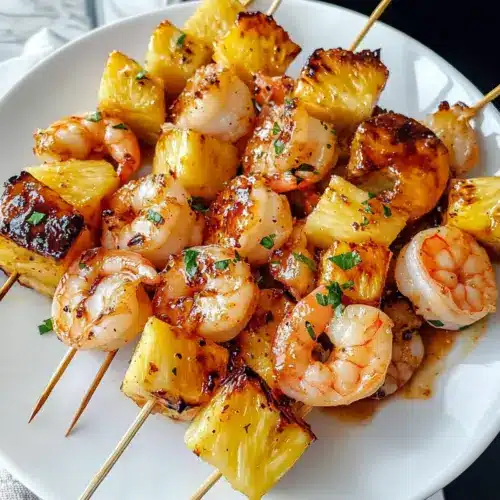 Süße und pikante Ananas-Garnelen-Spieße