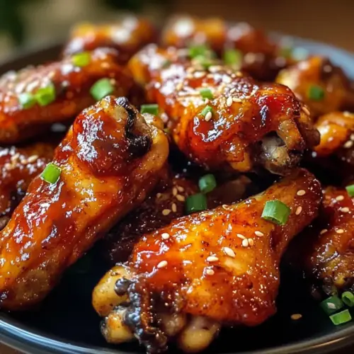 würzige knusprige im Ofen gebackene Honig BBQ Hähnchenflügel
