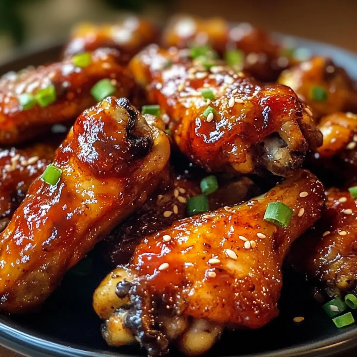würzige knusprige im Ofen gebackene Honig BBQ Hähnchenflügel